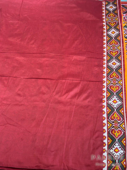 Red & Yellow Patola Navratana in Semi Silk (AO74)