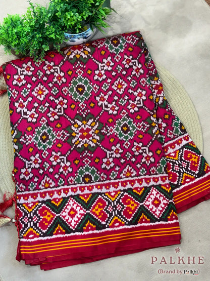 Pink Patola Navratana in Semi Silk (AO74)