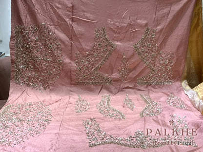 Beige Floral Jaal Tissue x Hand Embroidery (CU22)