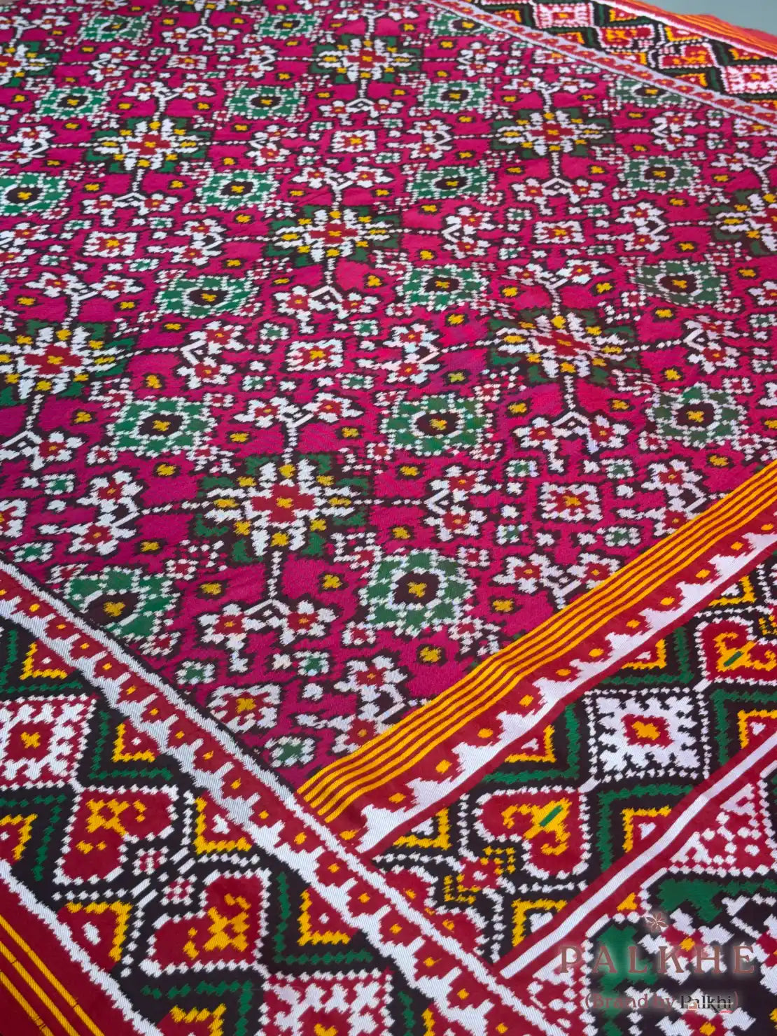 Pink Patola Navratana in Semi Silk (AO74)