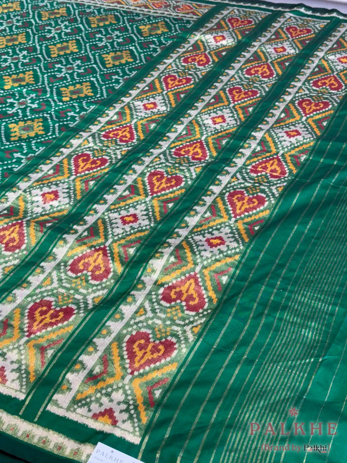 Bottle Green Patola Geometric in Semi Silk (BH38)