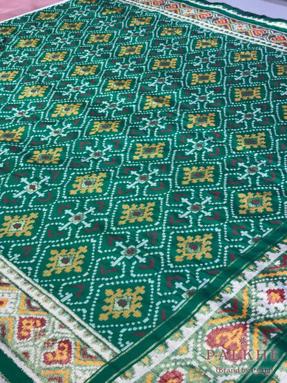 Bottle Green Patola Geometric in Semi Silk (BH38)