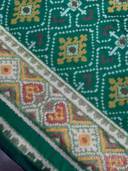 Bottle Green Patola Geometric in Semi Silk (BH38)