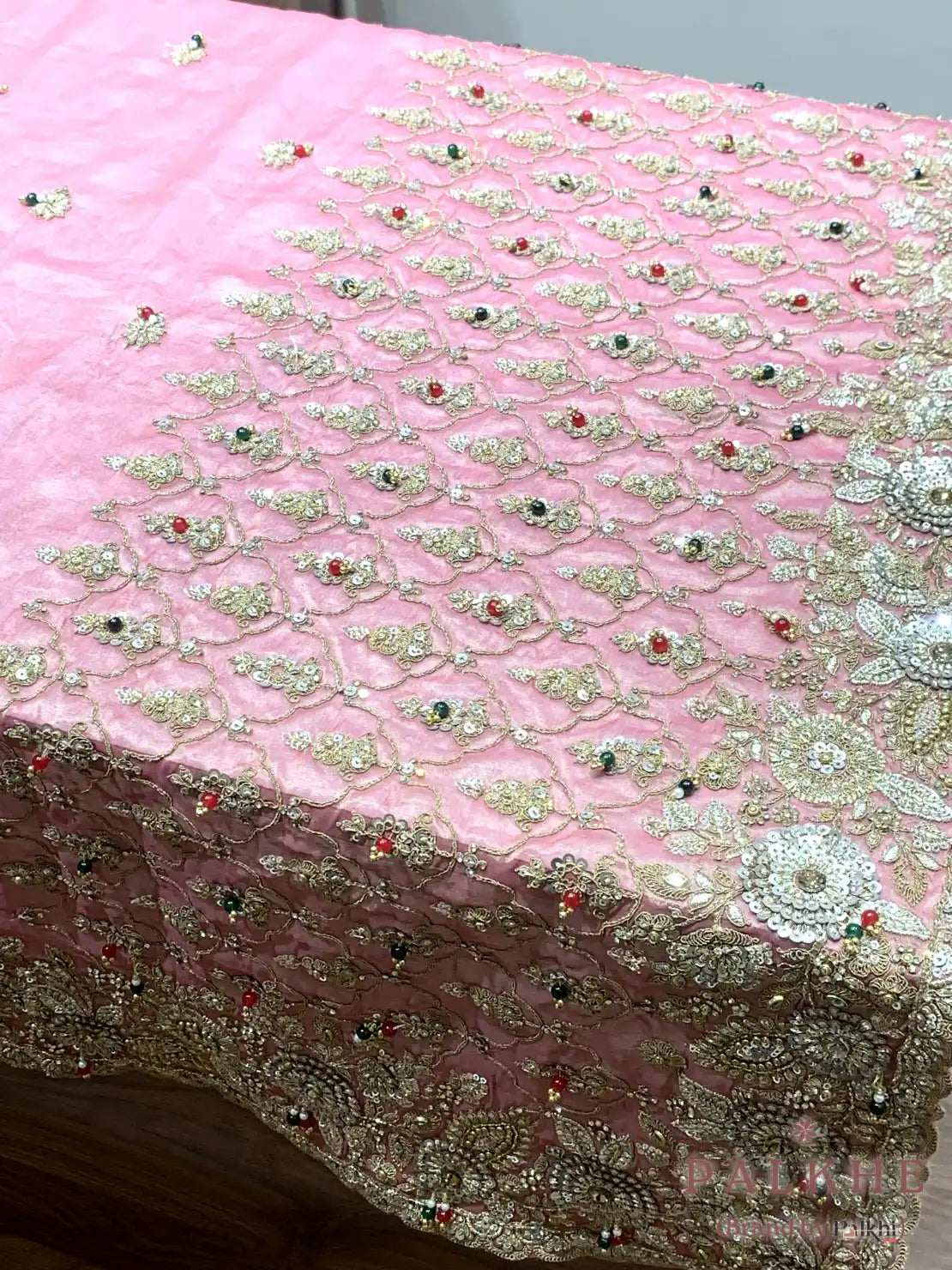 Onion Pink Bead Buttis Tissue x Hand Embroidery (CU61)