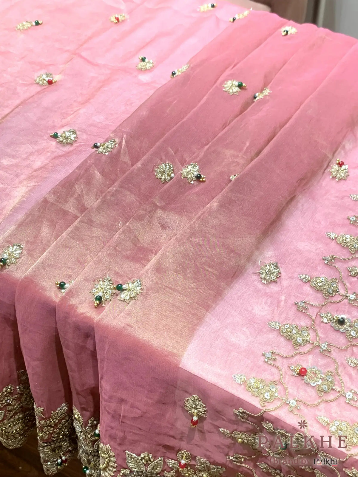 Onion Pink Bead Buttis Tissue x Hand Embroidery (CU61)