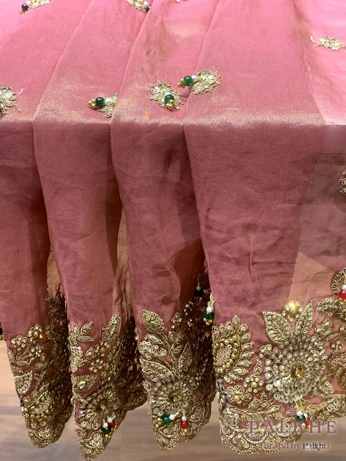 Onion Pink Bead Buttis Tissue x Hand Embroidery (CU61)
