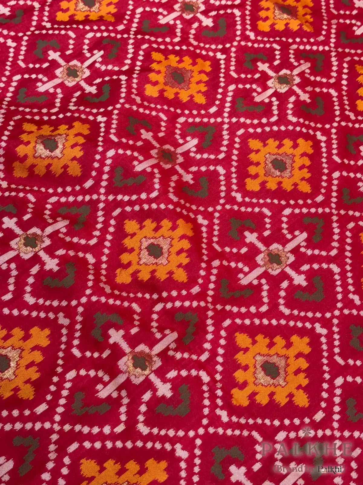 Red Patola Geometric in Semi Silk (BH38)
