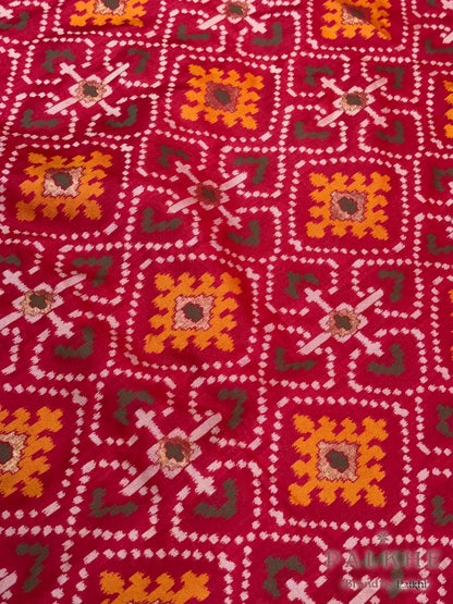 Red Patola Geometric in Semi Silk (BH38)