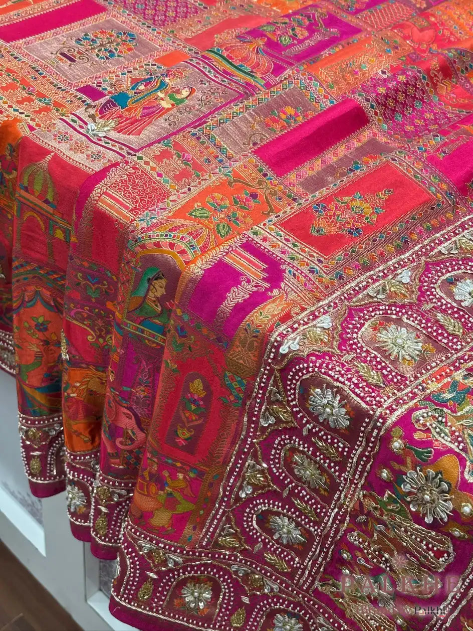 Rust Orange Traditional Motifs Rangkat x Hand Embroidery (CR29)