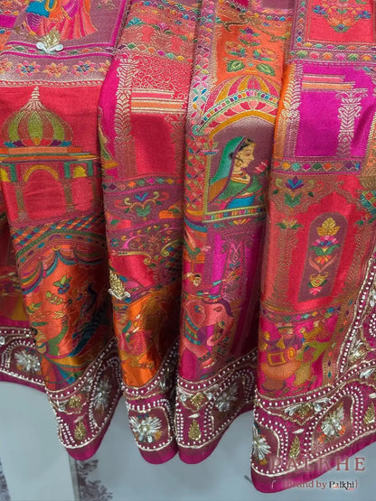 Rust Orange Traditional Motifs Rangkat x Hand Embroidery (CR29)