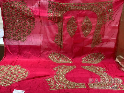 Rani Pink Banarasi x Hand Embroidery  (CU58)