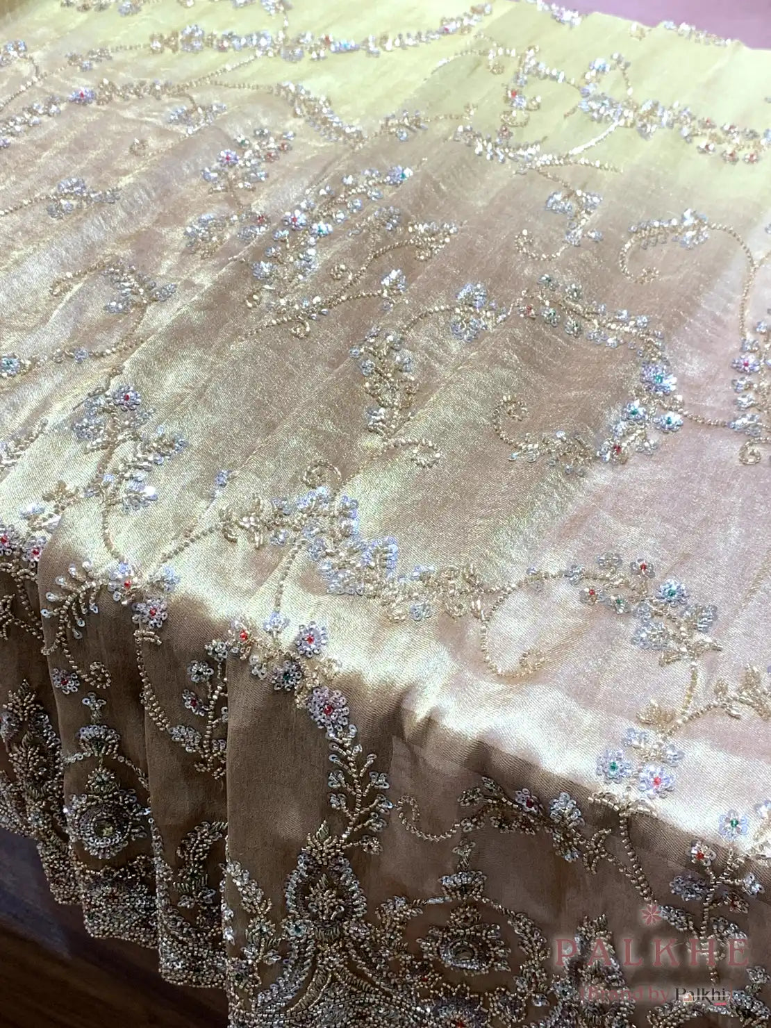 Gold Floral Tissue x Hand Embroidery (CU26)