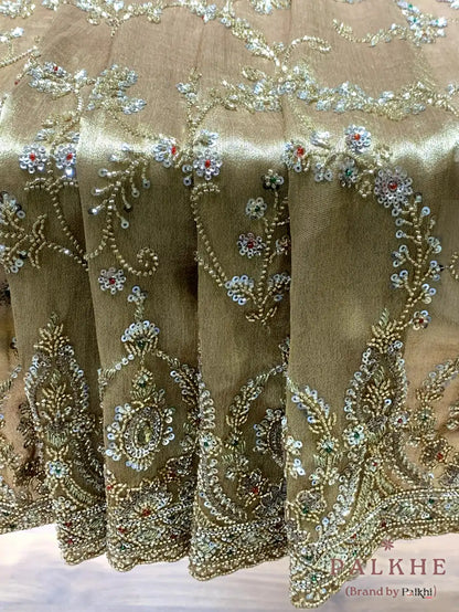 Gold Floral Tissue x Hand Embroidery (CU26)