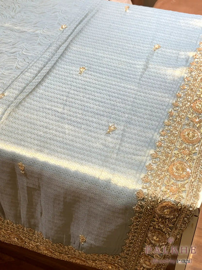 Aqua Blue Tissue x Hand Embroidery (CU04)