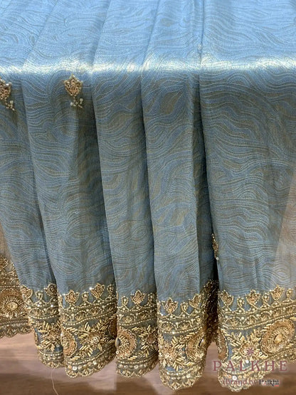 Aqua Blue Tissue x Hand Embroidery (CU04)