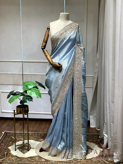 Aqua Blue Tissue x Hand Embroidery (CU04)