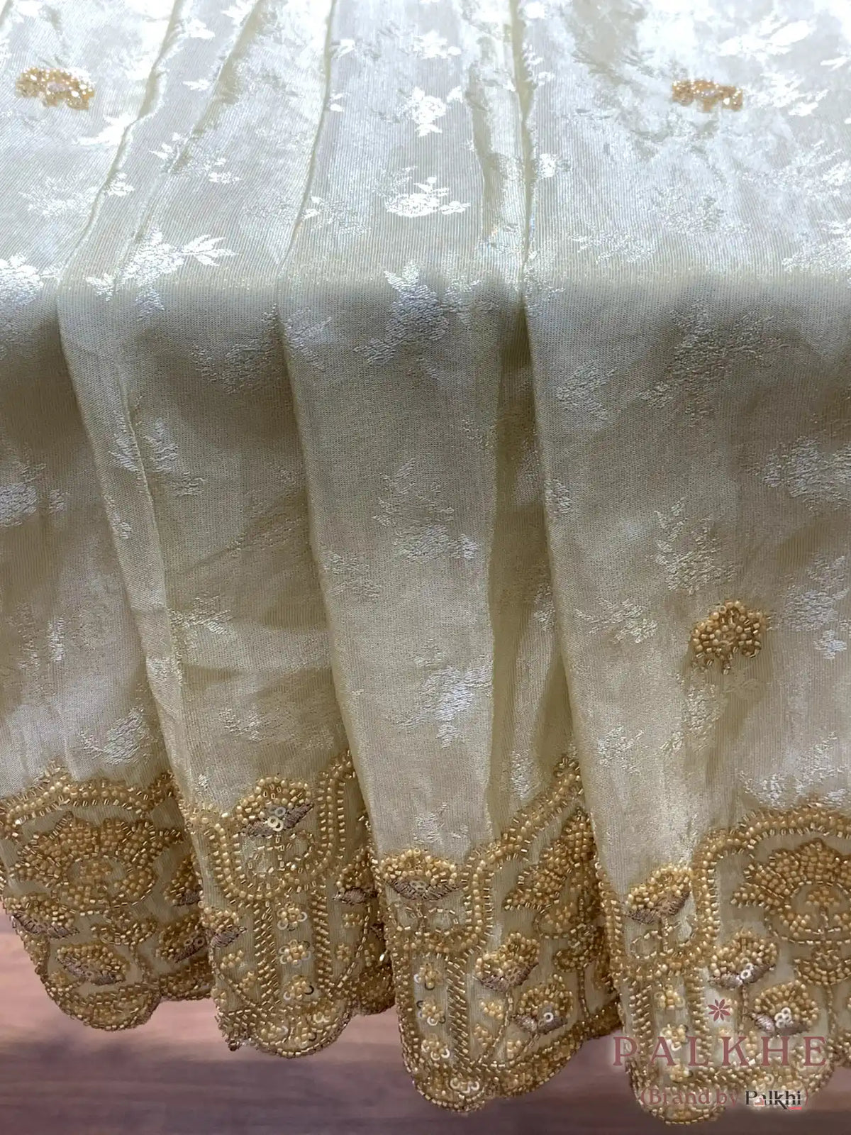 Cream Floral Banarasi x Hand Embroidery (CU05)