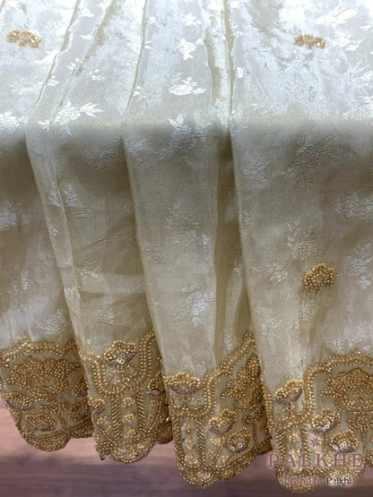 Cream Floral Banarasi x Hand Embroidery (CU05)
