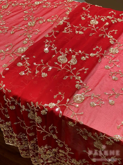 Red Floral Fancy x Hand Embroidery (CT94)