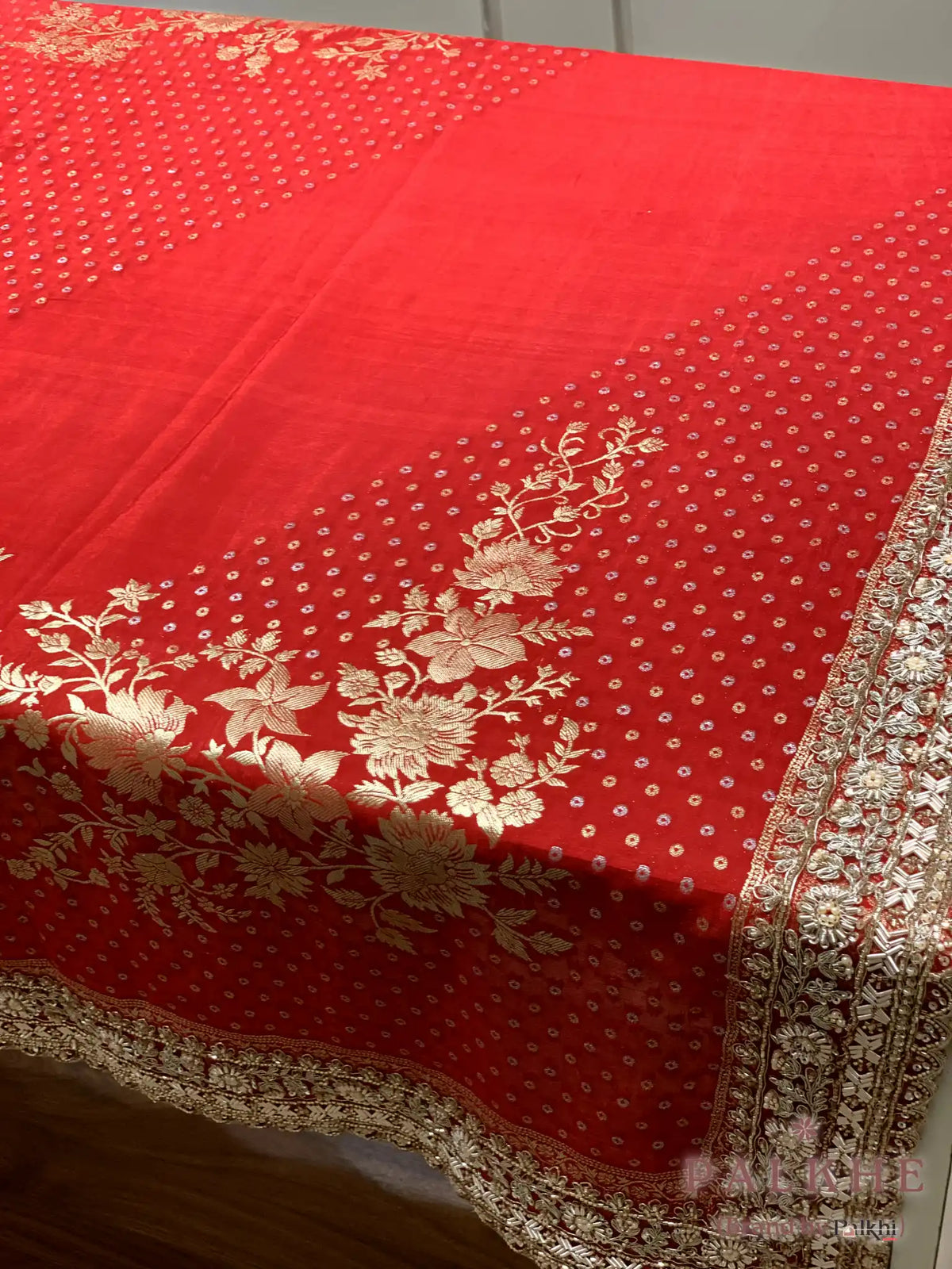 Red Floral Banarasi x Hand Embroidery (CT80)