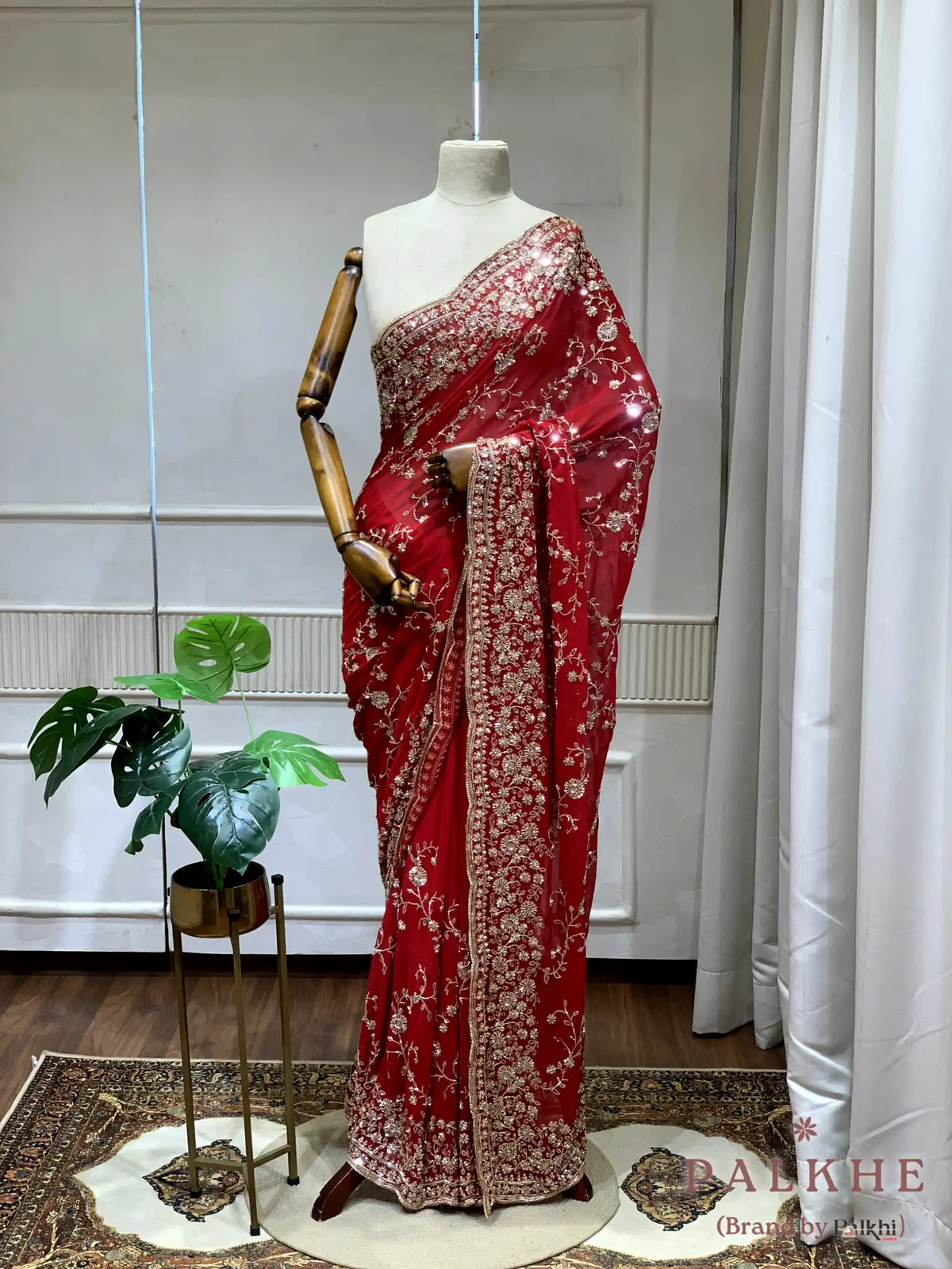 Red Floral Fancy x Hand Embroidery (CT94)