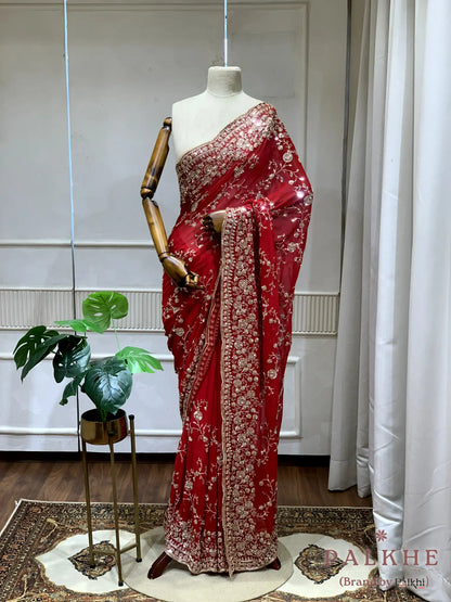 Red Floral Fancy x Hand Embroidery (CT94)
