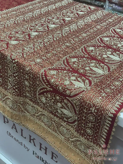 Maroon Kanjivaram Floral in Pure Silk