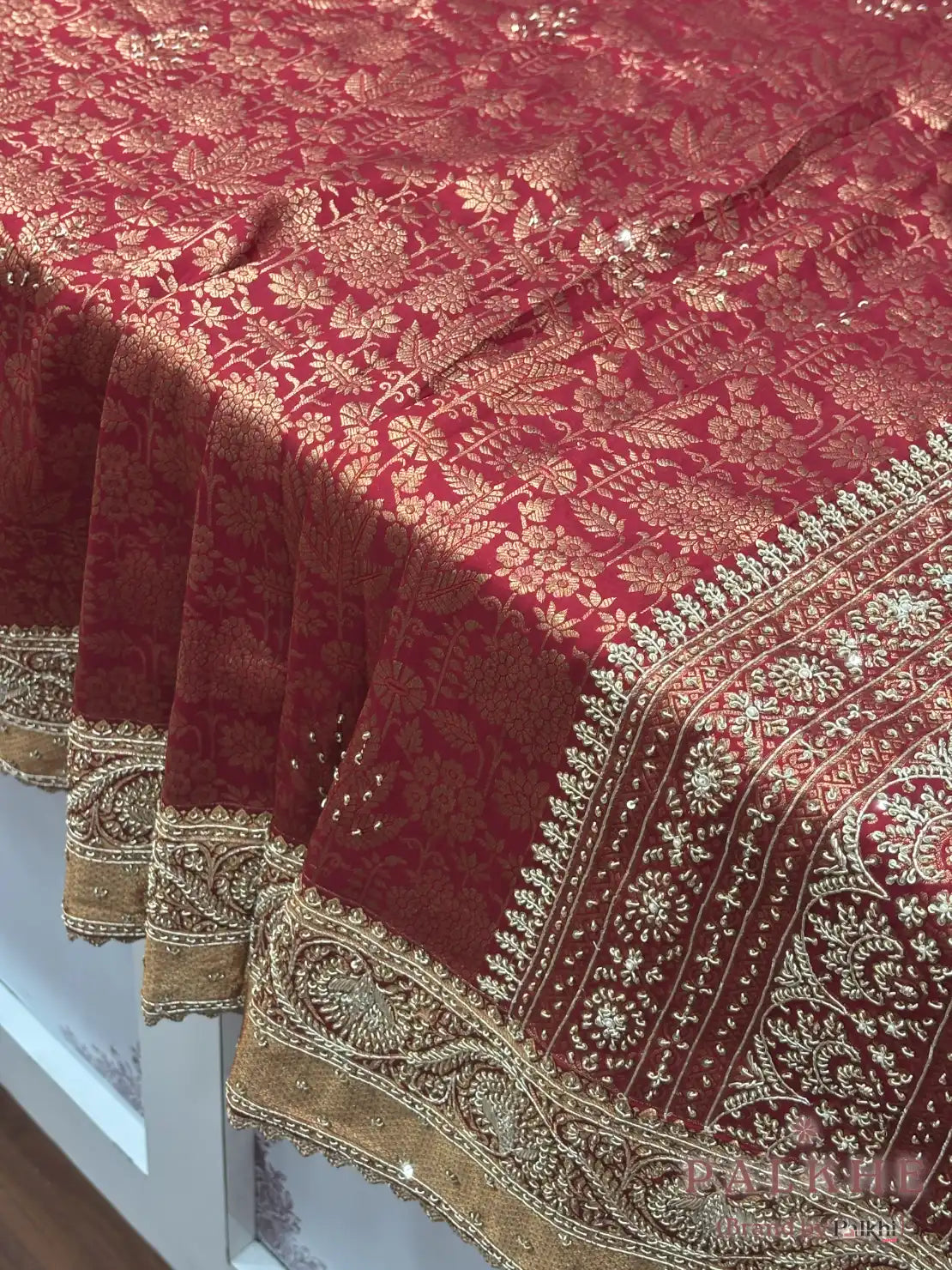 Maroon Kanjivaram Floral in Pure Silk