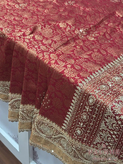 Maroon Kanjivaram Floral in Pure Silk