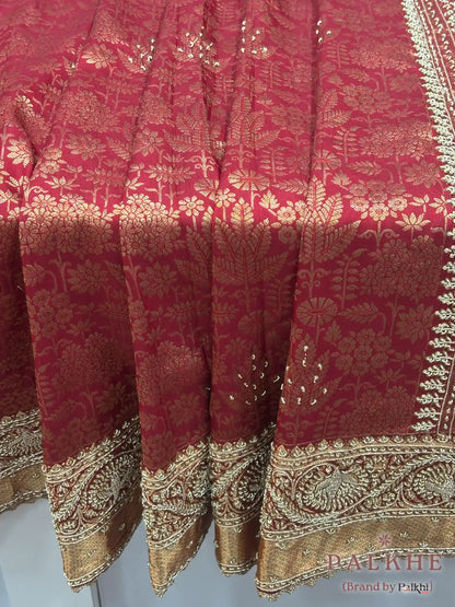 Maroon Kanjivaram Floral in Pure Silk