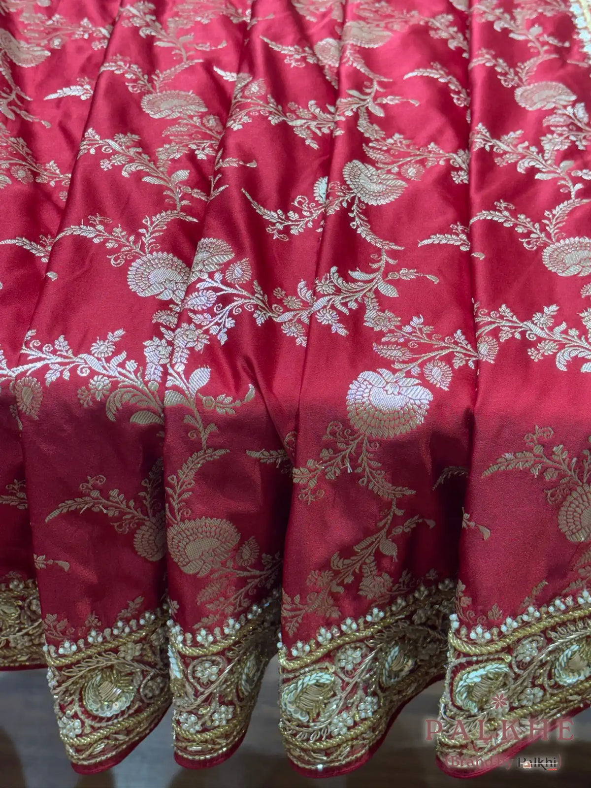 Maroon Floral Jaal Banarasi x Hand Embroidery (CS45)