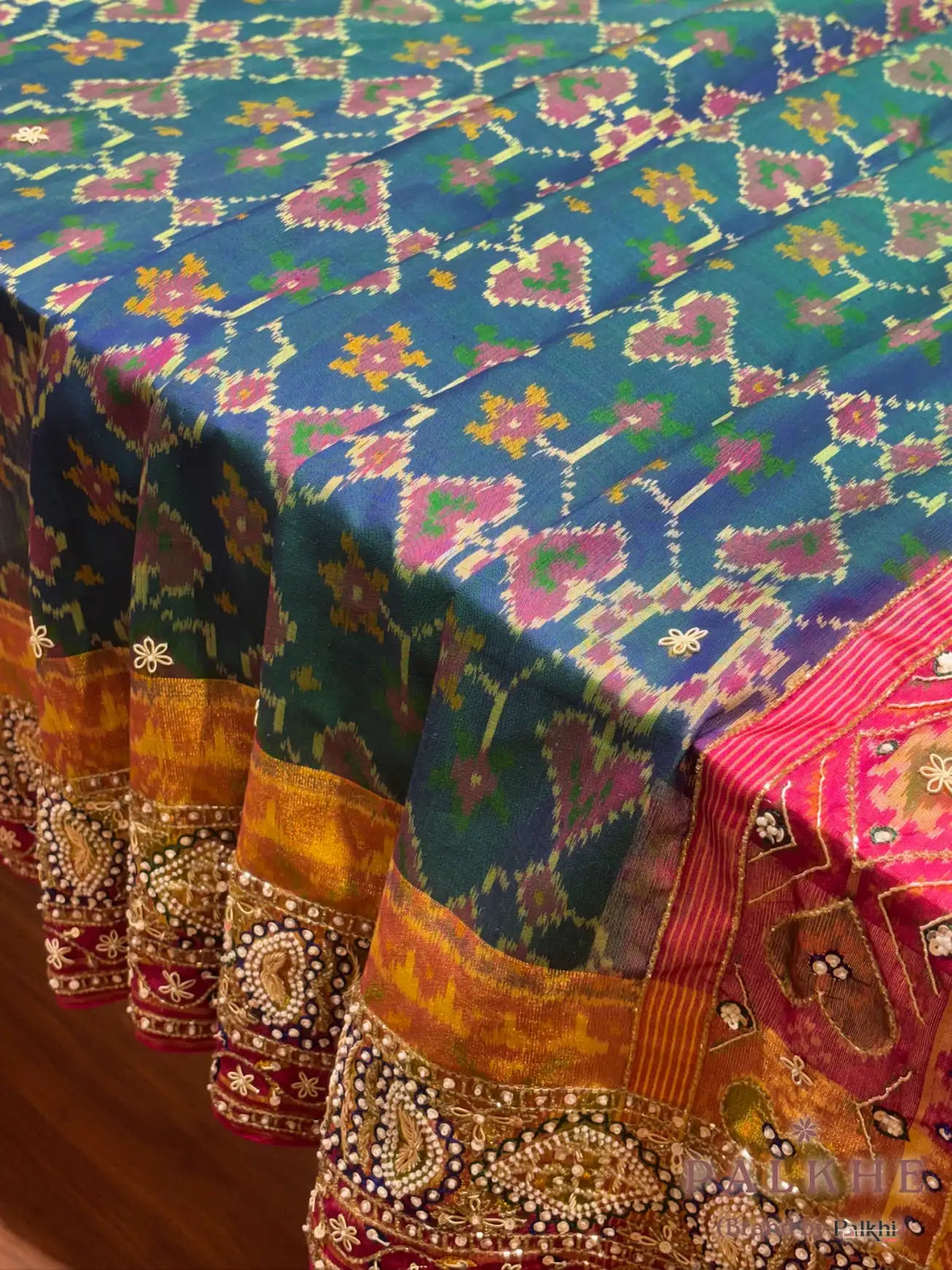 Rama Green Geometric Patola x Hand Embroidery (CT31)
