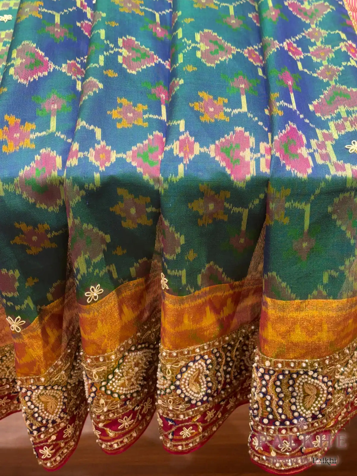 Rama Green Geometric Patola x Hand Embroidery (CT31)
