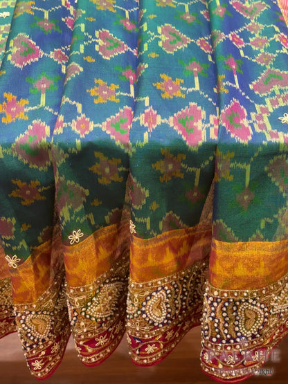 Rama Green Geometric Patola x Hand Embroidery (CT31)