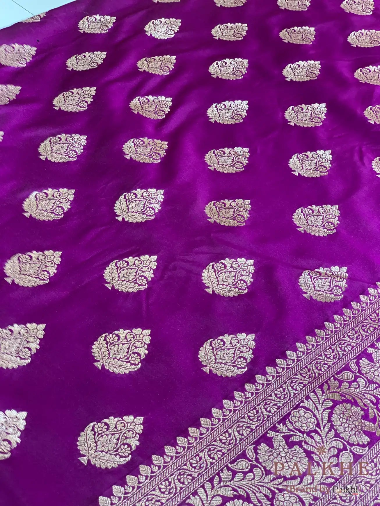Purple Banarasi Buttas in Pure Katan Silk