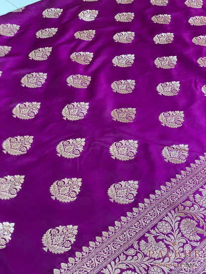 Purple Banarasi Buttas in Pure Katan Silk