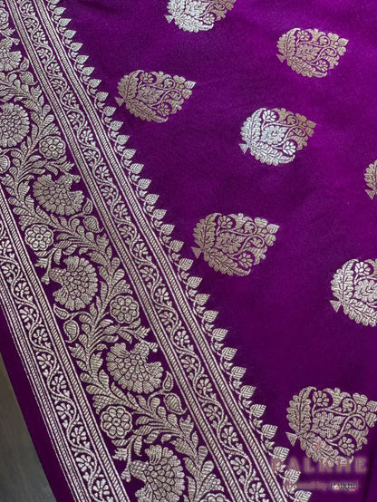 Purple Banarasi Buttas in Pure Katan Silk