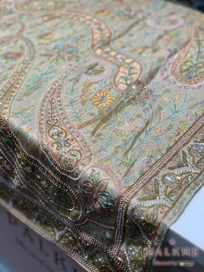 Multicolor Pashmina Tissue x Hand Embroidery