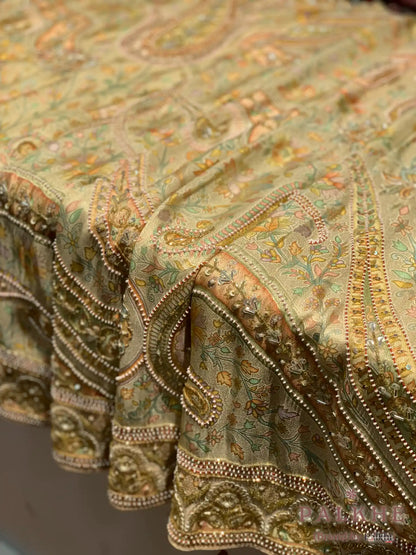 Multicolor Pashmina Tissue x Hand Embroidery