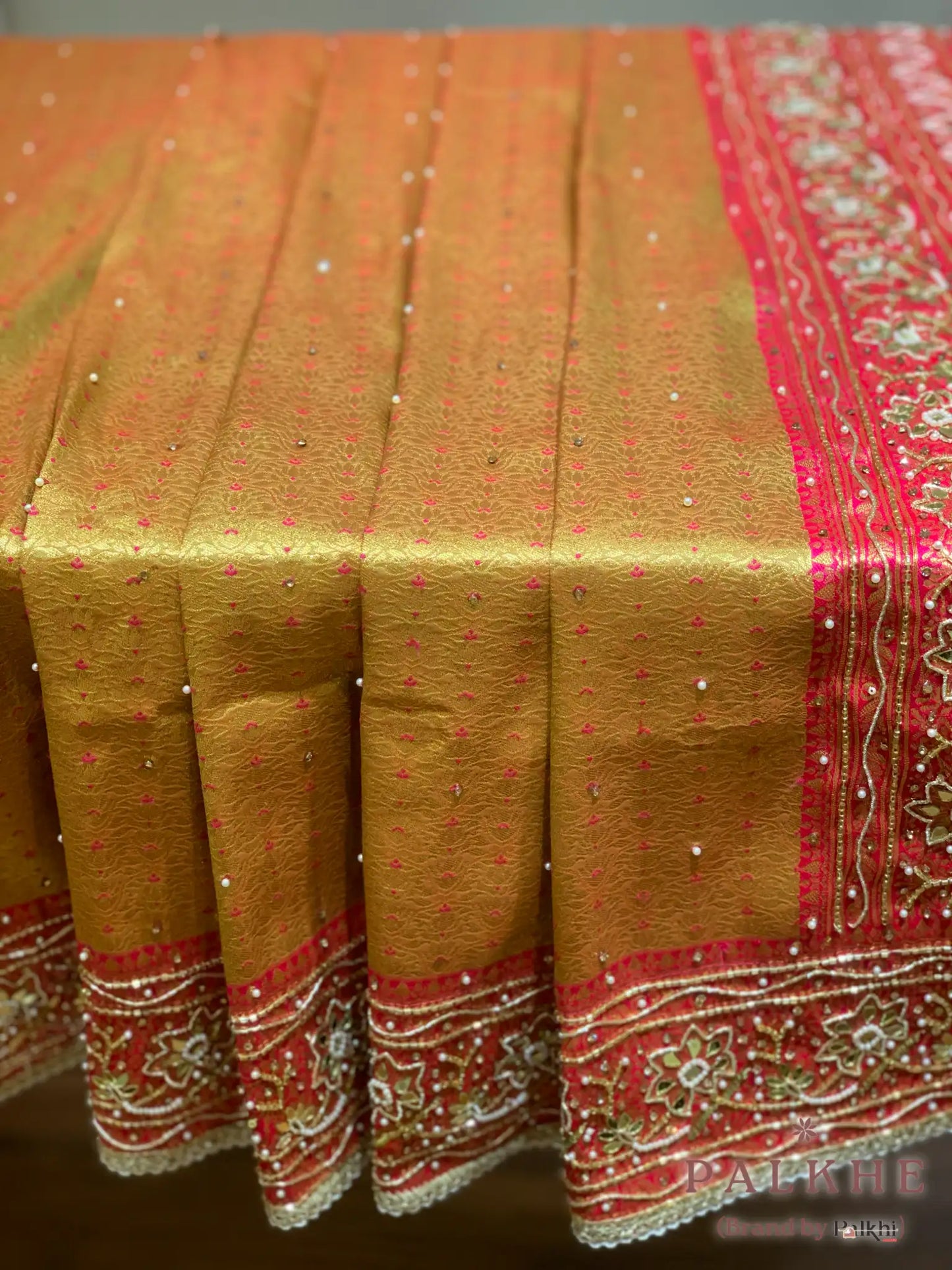 Yellow Semi Silk Kanjivaram x Hand Embroidery