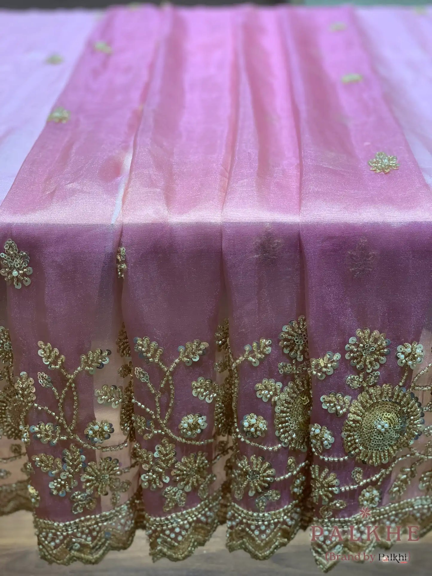 Baby Pink Buttis Tissue Silk x Hand Embroidery