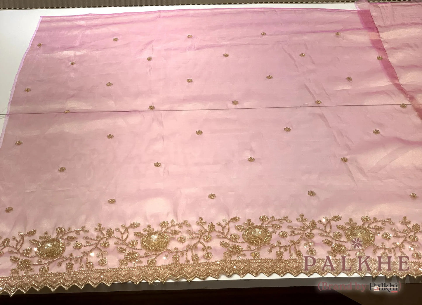 Baby Pink Buttis Tissue Silk x Hand Embroidery