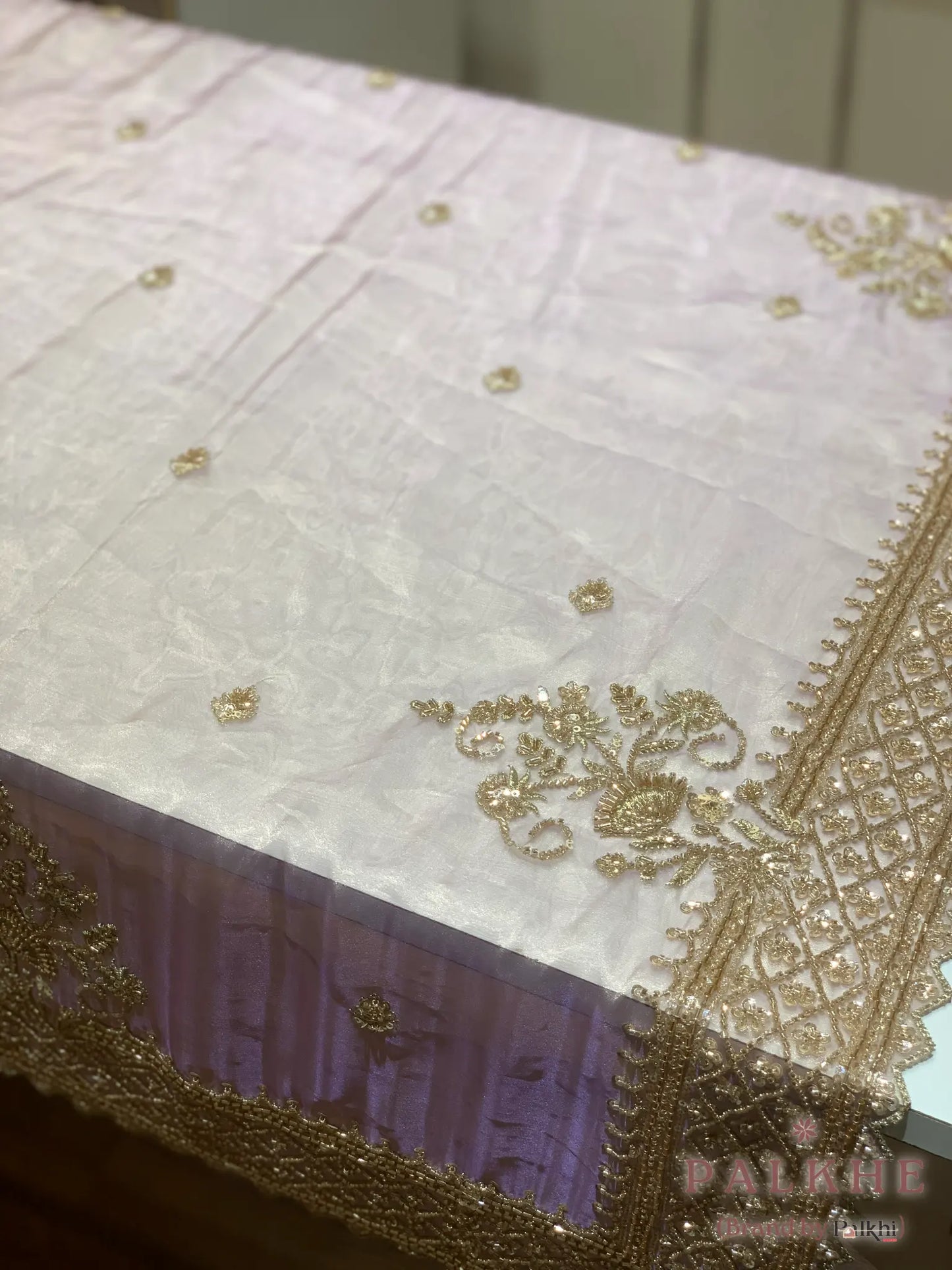 Lavender Buttis Tissue Silk x Hand Embroidery