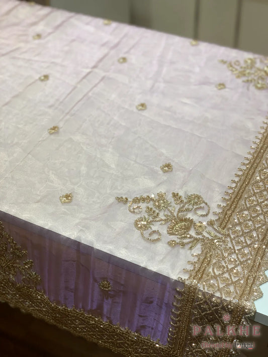 Lavender Buttis Tissue Silk x Hand Embroidery