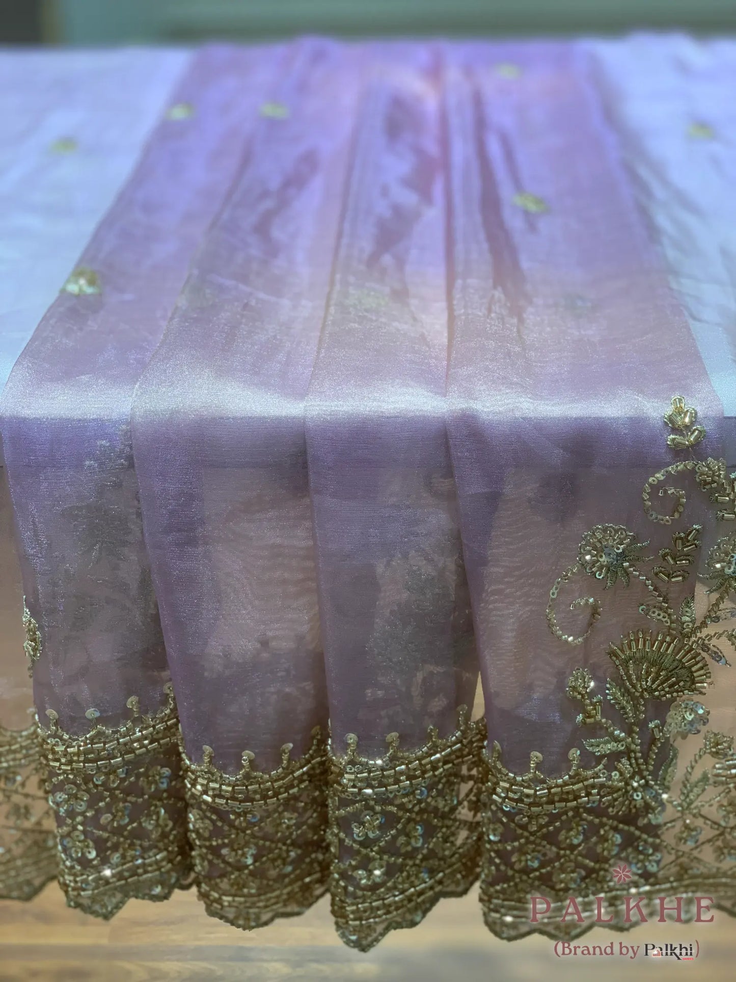Lavender Buttis Tissue Silk x Hand Embroidery