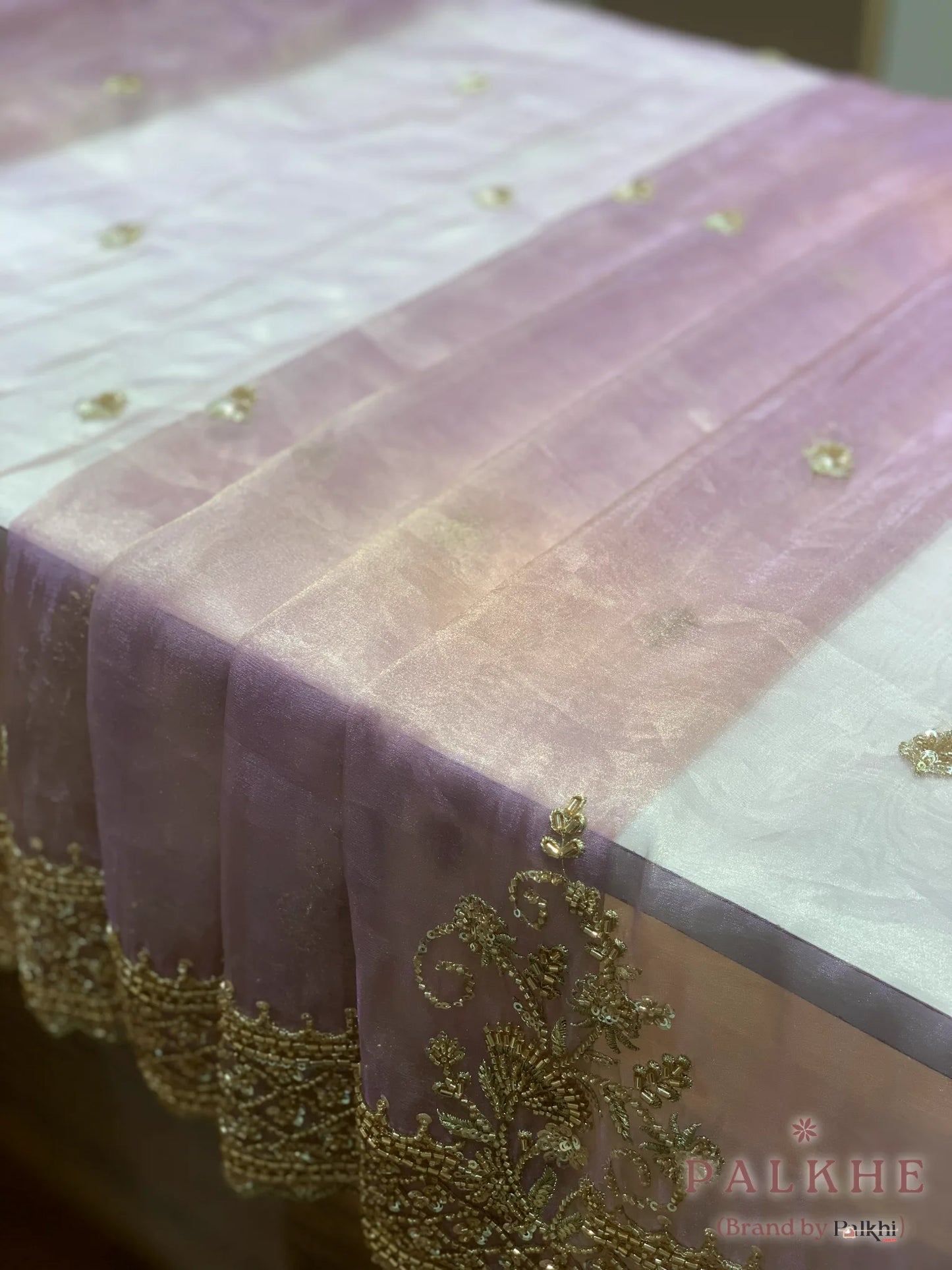 Lavender Buttis Tissue Silk x Hand Embroidery