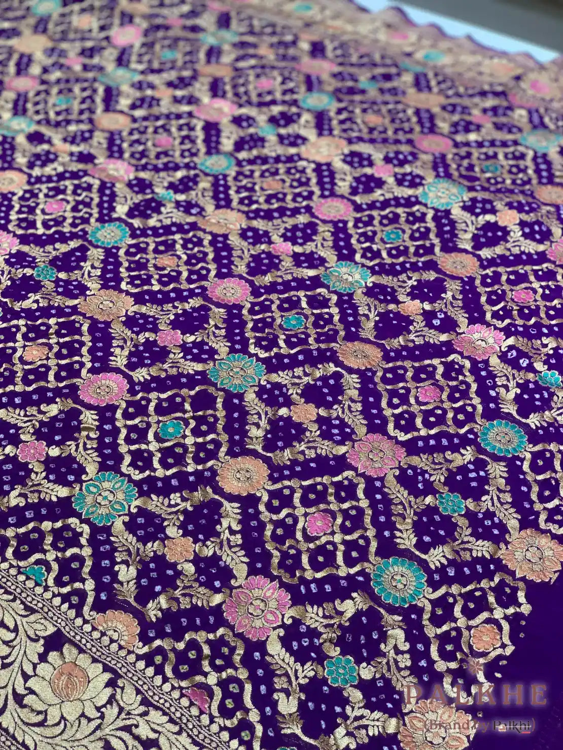 Purple Rai Bandhej in Pure Georgette