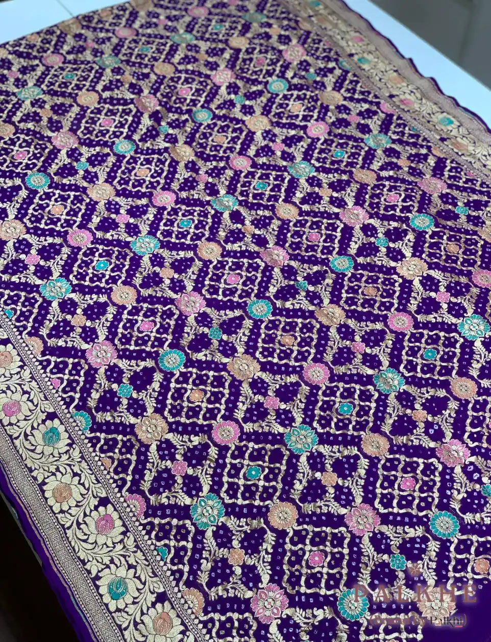 Purple Rai Bandhej in Pure Georgette