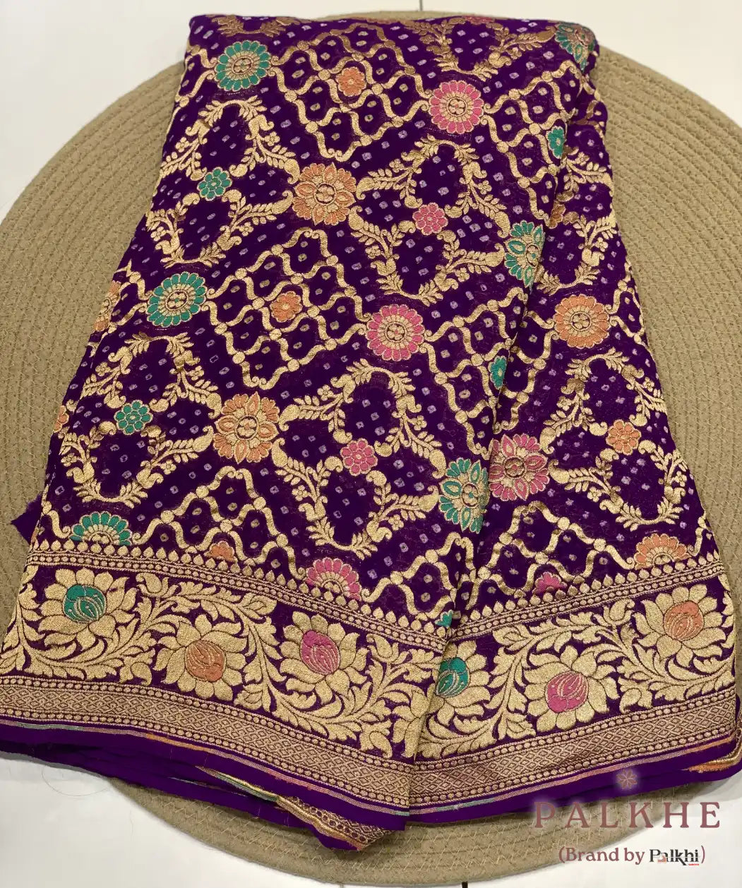 Purple Rai Bandhej in Pure Georgette