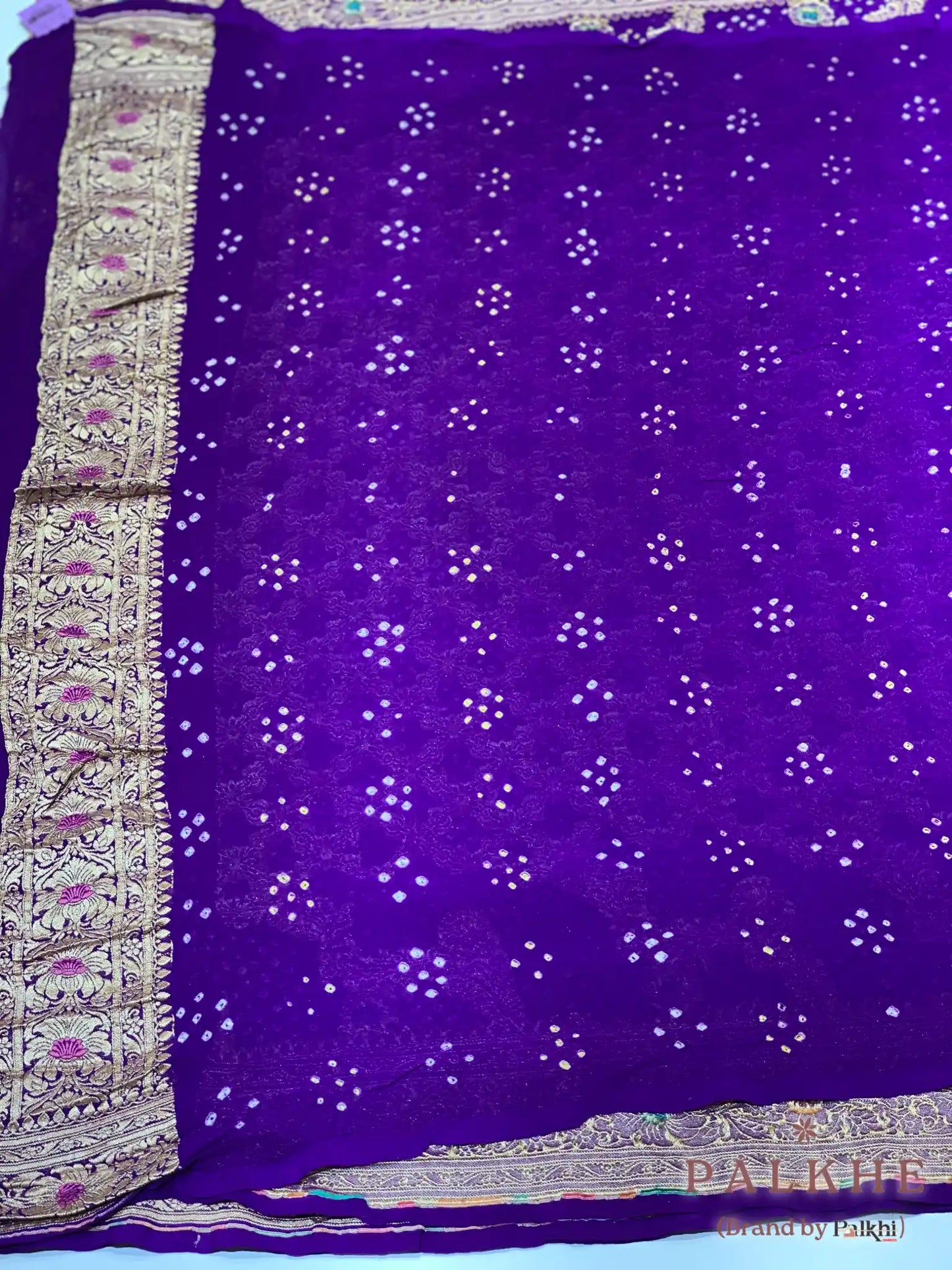 Purple Bandhej Meenakari Jaal in Pure Georgette